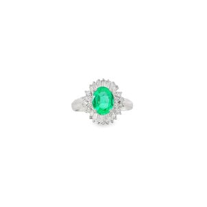 Plat 1960's 1.06ct Oval Russian Emerald .57ct Dia Ring Sz 6.5 GIA*