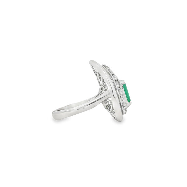 Platinum 1960's 2.08ct Emerald *GIA & 1.77ct Diamond Paisley Ring Size 6.25