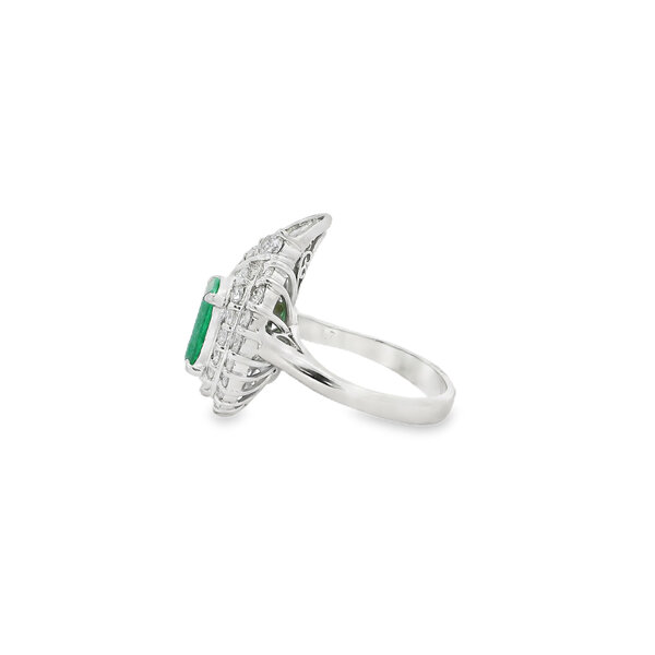 Platinum 1960's 2.08ct Emerald *GIA & 1.77ct Diamond Paisley Ring Size 6.25