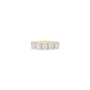 14KY 2ct Lab Grown Emerald Cut Dia 5 Stone Band Sz 7