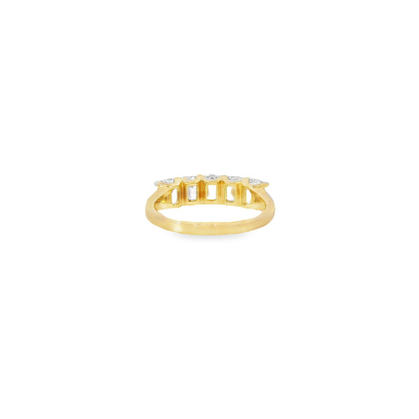 14K Yellow Gold 2ct Lab Grown Emerald Cut Diamond 5 Stone Band Size 7
