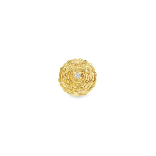 14K Yellow Gold GC Original Diamond-Cut .06ct Lab Diamond Camellia Pendant Small