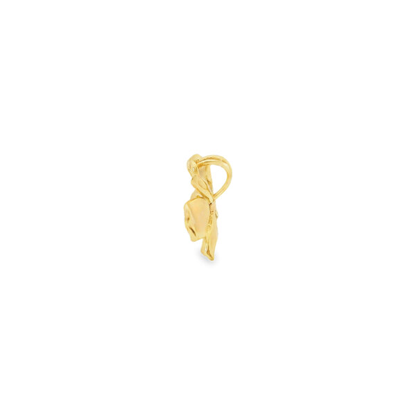14K Yellow Gold GC Orginal Textured .10ct Lab Diamond Dogwood Pendant Small