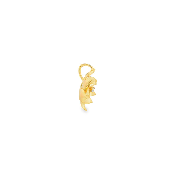 14K Yellow Gold GC Original Polished/Brushed .11ct Lab Diamond Magnolia Pendant Small