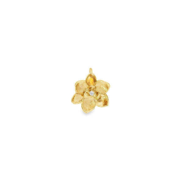 14K Yellow Gold GC Original Polished/Brushed .11ct Lab Diamond Magnolia Pendant Small