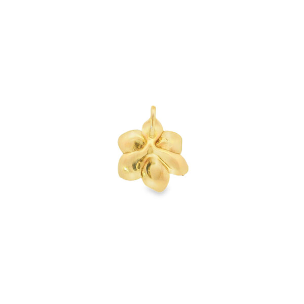 14K Yellow Gold GC Original Polished/Brushed .11ct Lab Diamond Magnolia Pendant Small
