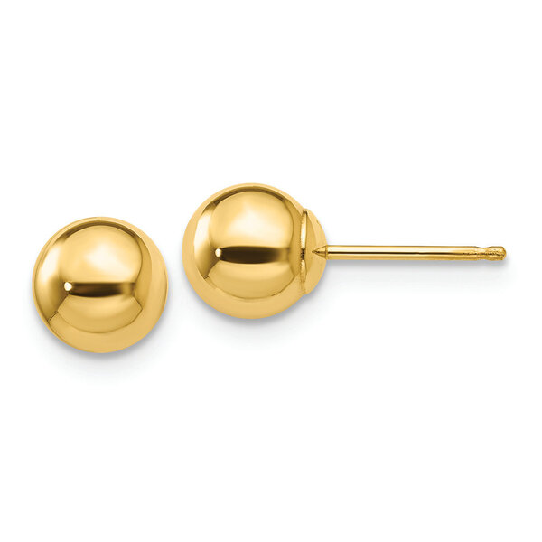 14K Yellow Gold Polished Ball Post Earrings