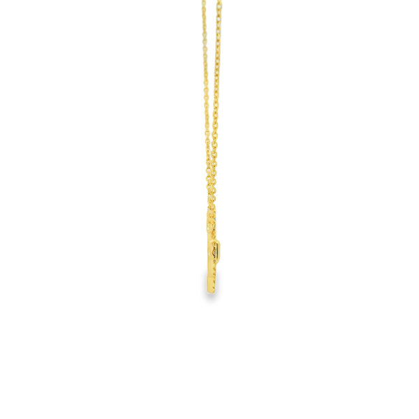 14K Yellow Gold 2.15ct Malachite .24ct Diamond Clover Split Chain Necklace 16"-17"-18"