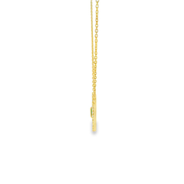 14K Yellow Gold 2.15ct Malachite .24ct Diamond Clover Split Chain Necklace 16"-17"-18"