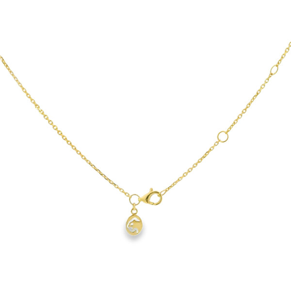 14K Yellow Gold 2.15ct Malachite .24ct Diamond Clover Split Chain Necklace 16"-17"-18"