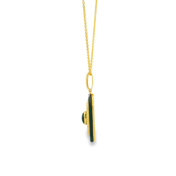 14K Yellow Gold 4.6ct Black Onyx 2.5ct Malachite .21ct Diamond Necklace 16"-17"-18"