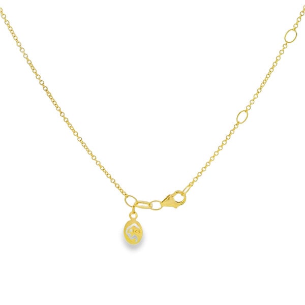14K Yellow Gold 3.70ct Textured Lapis .08ct Diamond Compass Style Necklace 16"-17"-18"