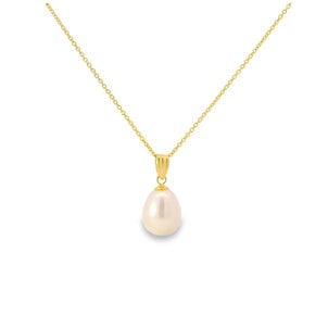 14KY 10.5mm Pear White Freshwater Pearl Necklace 16"-17"-18"