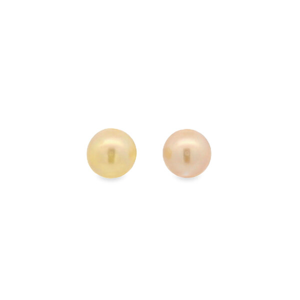 18K Yellow Gold Estate 11.3x12mm Golden Freshwater Pearl Post Earrings