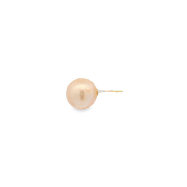 18K Yellow Gold Estate 11.3x12mm Golden Freshwater Pearl Post Earrings