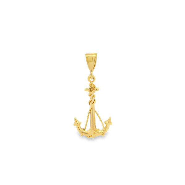 14K Yellow Gold 37x17.5mm Rope Anchor Pendant