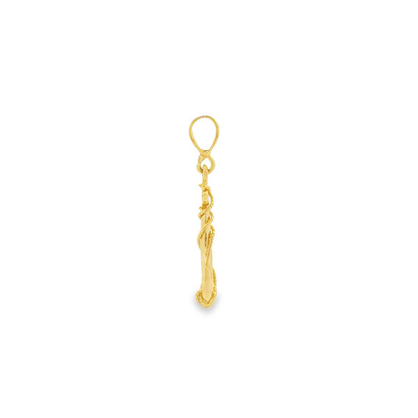 14K Yellow Gold 37x17.5mm Rope Anchor Pendant