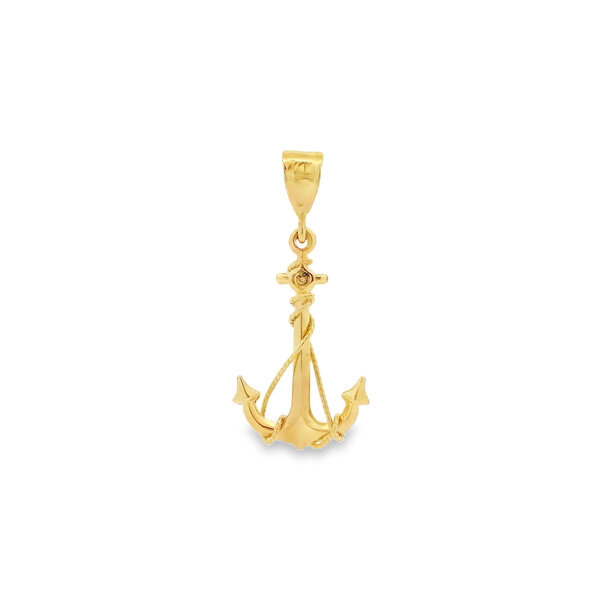 14K Yellow Gold 37x17.5mm Rope Anchor Pendant