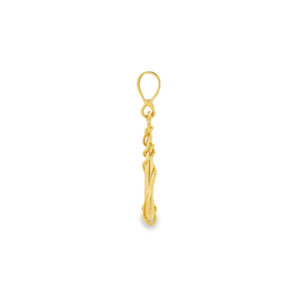 14K Yellow Gold 37x17.5mm Rope Anchor Pendant