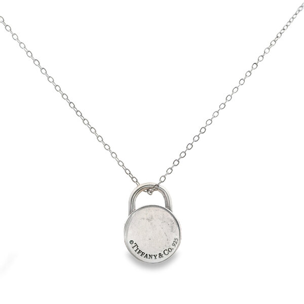 Sterling Silver Estate Tiffany & Co Padlock Necklace Adjustable 17.75"