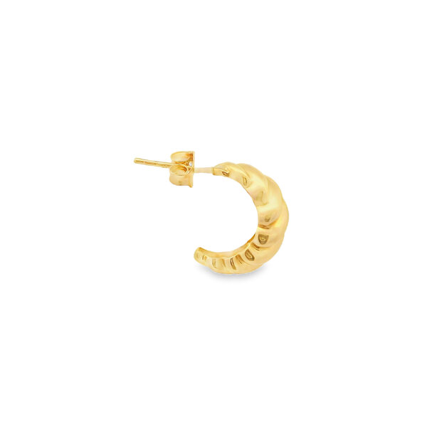 14K Yellow Gold Ribbed Tapered  Hoops 8x12mm