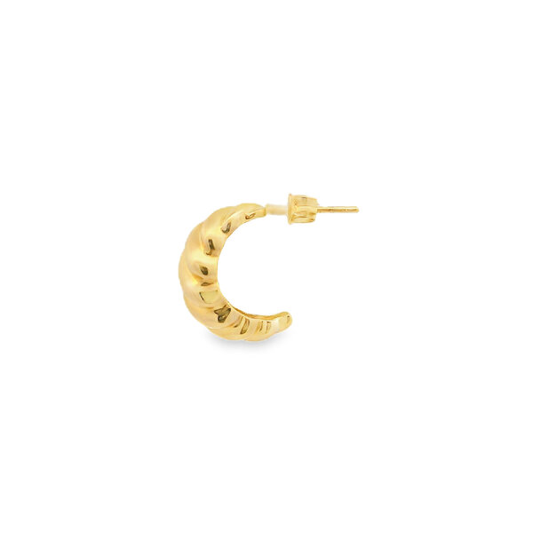14K Yellow Gold Ribbed Tapered  Hoops 8x12mm