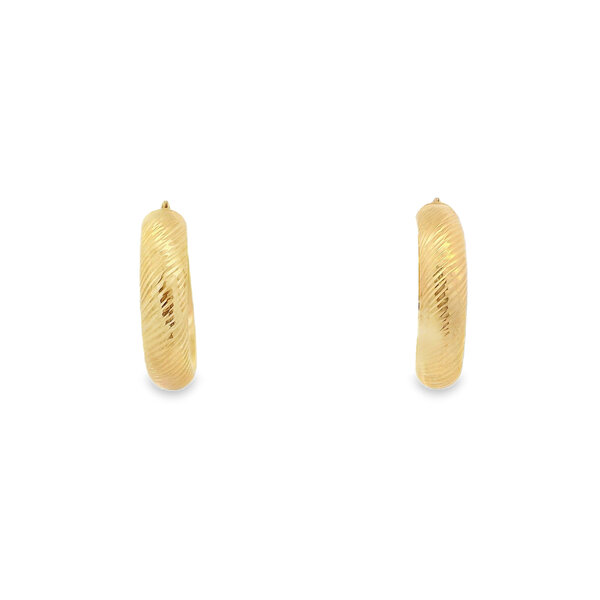 14K Yellow Gold Estate 6x25mm Ridged Hoops
