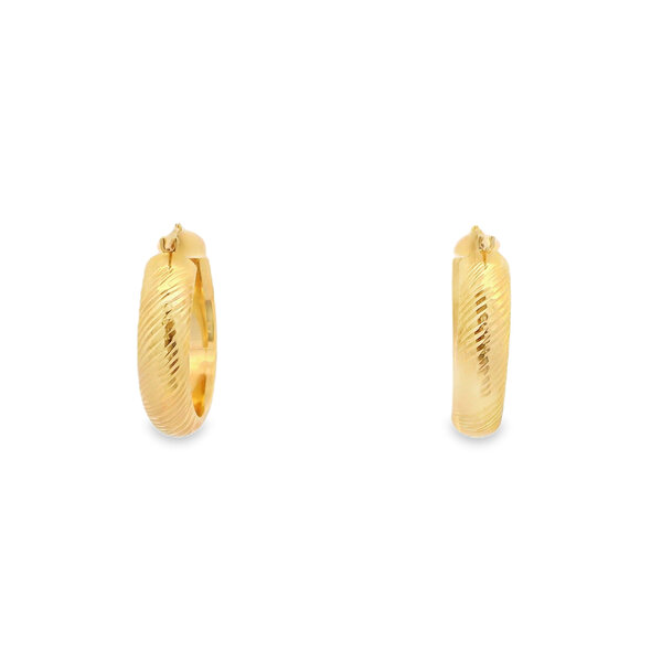 14K Yellow Gold Estate 6x25mm Ridged Hoops