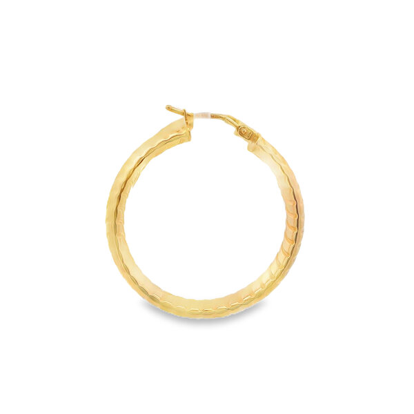 14K Yellow Gold Estate 5.9x30mm Textured Hoops