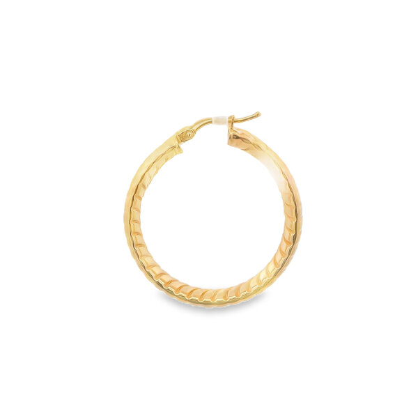 14K Yellow Gold Estate 5.9x30mm Textured Hoops