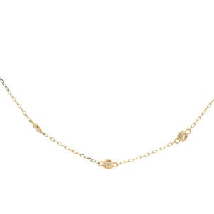 14KY 1ct Round Lab Dia Station Necklace 18.5"