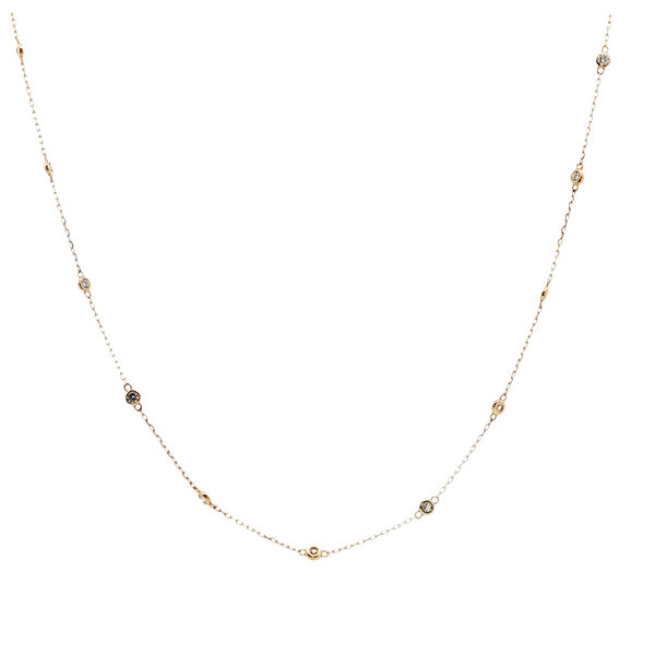 14K Yellow Gold 1ct Round Lab Diamond Station Necklace 18.5"