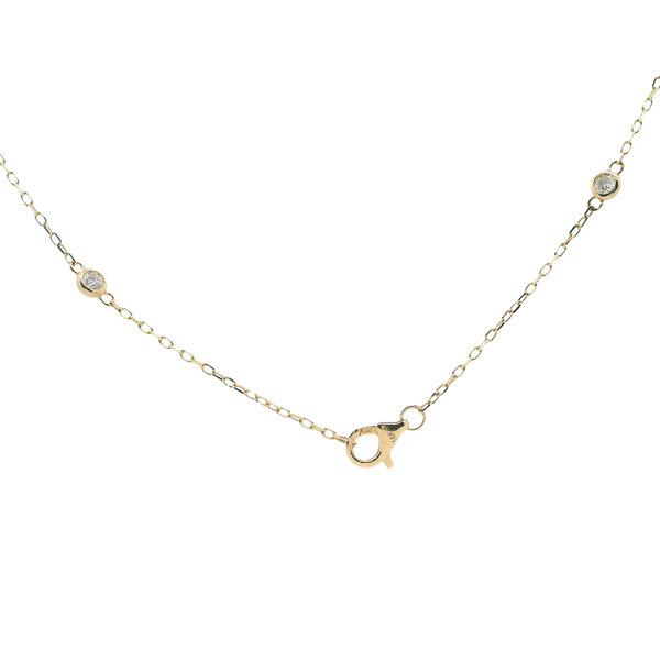 14K Yellow Gold 1ct Round Lab Diamond Station Necklace 18.5"