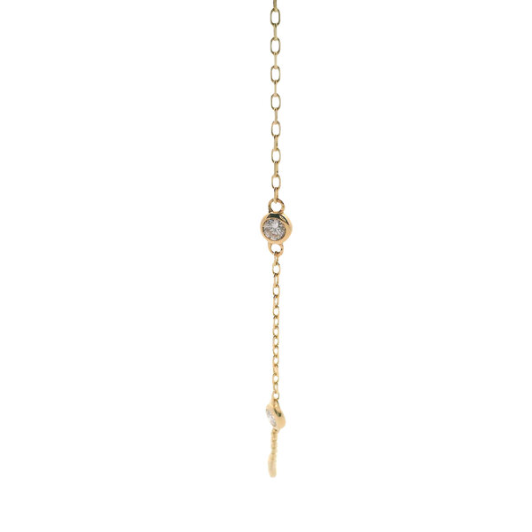 14K Yellow Gold 1ct Round Lab Diamond Station Necklace 18.5"