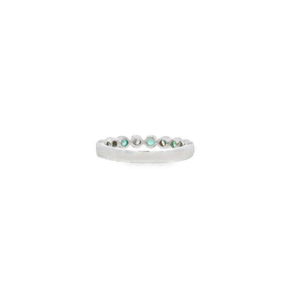 14K White Gold .22ct Diamond & .36ct Emerald Bezel Set Bubble Band Size 6.5