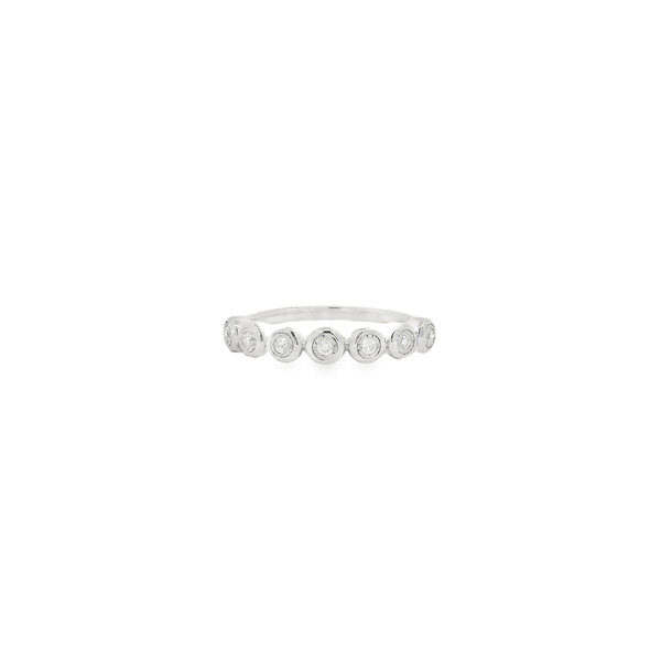 14KW .11ct Diamond Bezel Set Beaded Band Size 6.5