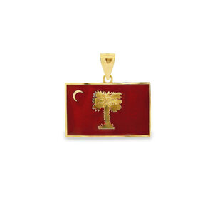 14KY Enamel Big Red Citadel Flag Pendant-Large