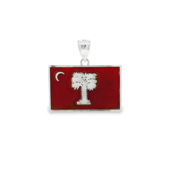 Sterling Silver Enamel Big Red Citadel Flag Pendant-Large