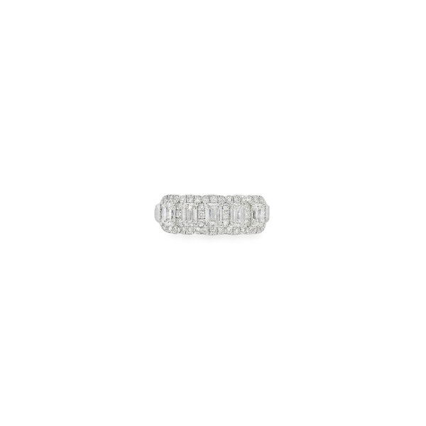 10K White Gold 1.50ct 5 Stone Lab Grown Emerald Cut Diamond Band Size 7