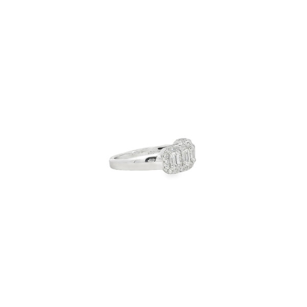 10K White Gold 1.50ct 5 Stone Lab Grown Emerald Cut Diamond Band Size 7