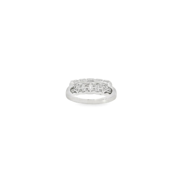 10K White Gold 1.50ct 5 Stone Lab Grown Emerald Cut Diamond Band Size 7