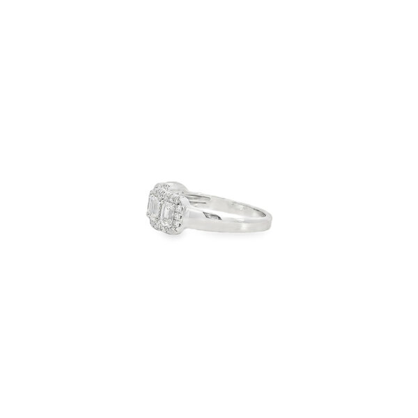10K White Gold 1.50ct 5 Stone Lab Grown Emerald Cut Diamond Band Size 7