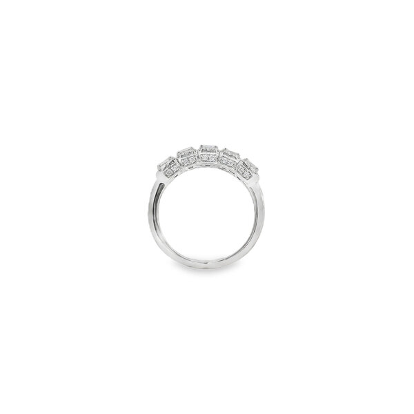 10K White Gold 1.50ct 5 Stone Lab Grown Emerald Cut Diamond Band Size 7