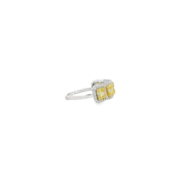 14K White Gold 1ct White & Yellow Diamond Cluster Ring Size 7