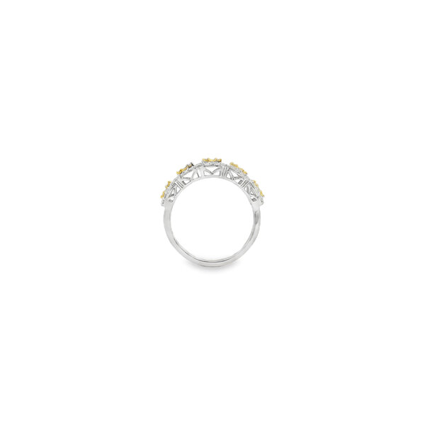 14K White Gold 1ct White & Yellow Diamond Cluster Ring Size 7