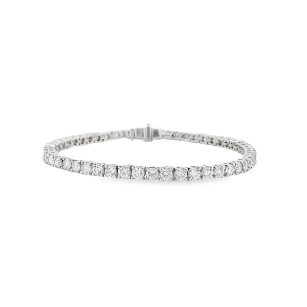 14K White Gold 5ct Round Lab Grown Diamond Tennis Bracelet 7"