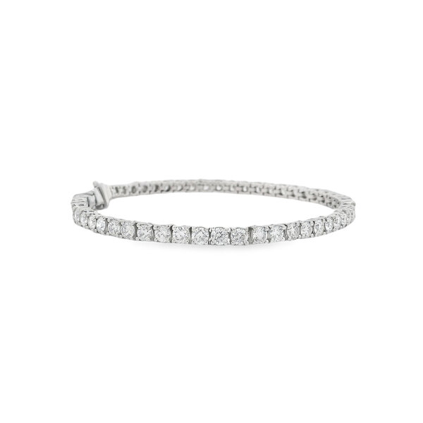 14K White Gold 5ct Round Lab Grown Diamond Tennis Bracelet 7"