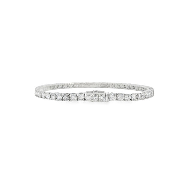 14K White Gold 5ct Round Lab Grown Diamond Tennis Bracelet 7"