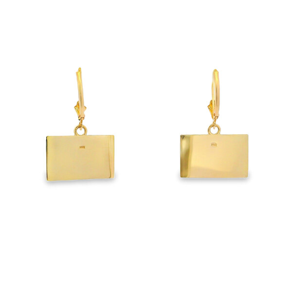 14K Yellow Gold Enamel Big Red Citadel Flag Earrings Small