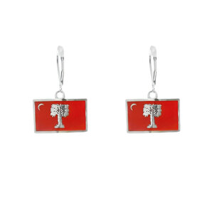 SS Enamel Big Red Citadel Flag Earrings - Small